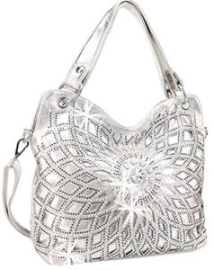 zzfab double handles starburst bling purse silver large
