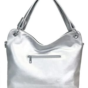 Zzfab Double Handles Starburst Bling Purse Silver Large