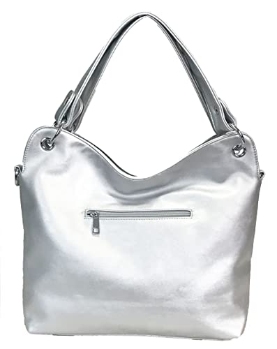 Zzfab Double Handles Starburst Bling Purse Silver Large