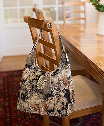 Signare Tapestry Hobo Shoulder bag slough purse for Women with Printed Cat Design (HOBO -CAT)