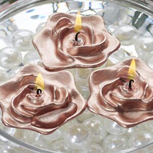 BalsaCircle 24 pcs Rose Gold 2.5-Inch Roses Flowers Floating Candles for Wedding Party Birthday Centerpieces Decorations Supplies