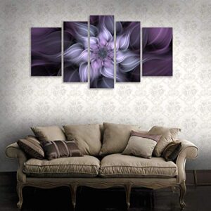 TutuBeer 5 Panel Bauhinia Chinese Redbud Purple Flower Plant Botany Picture Flower Artwork Oil Painting on Canvas Stretched and Framed Giclee Print Home Decoration Living Room Bedroom Wall Art Hanging