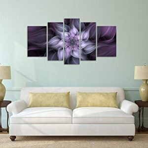 TutuBeer 5 Panel Bauhinia Chinese Redbud Purple Flower Plant Botany Picture Flower Artwork Oil Painting on Canvas Stretched and Framed Giclee Print Home Decoration Living Room Bedroom Wall Art Hanging