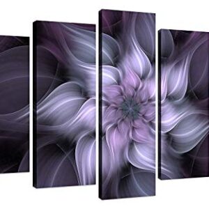 TutuBeer 5 Panel Bauhinia Chinese Redbud Purple Flower Plant Botany Picture Flower Artwork Oil Painting on Canvas Stretched and Framed Giclee Print Home Decoration Living Room Bedroom Wall Art Hanging