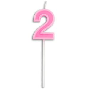 dobmit birthday candle numbers cute pink happy birthday candle, number 2