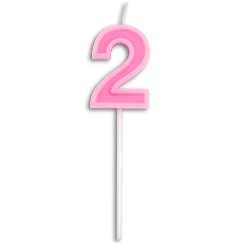 Dobmit Birthday Candle Numbers Cute Pink Happy Birthday Candle, Number 2