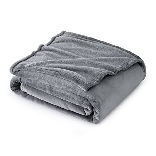 Bedsure Fleece Throw Blanket for Couch Grey - Lightweight Plush Fuzzy Cozy Soft Blankets and Throws for Sofa, 50x60 inches