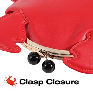 Magicor Cute Crab Crossbody Shoulder Bag Clasp Closure PU Leather Handbag Purse For Women Girl(red)