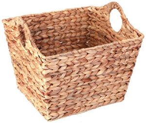 vintiquewise water hyacinth square wicker shelf basket (large)