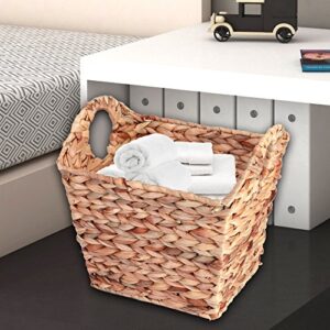 Vintiquewise Water Hyacinth Square Wicker Shelf Basket (Large)