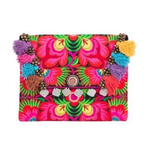 changnoi handmade clutch bag with hmong embroidery from thailand, ethnic clutch bag