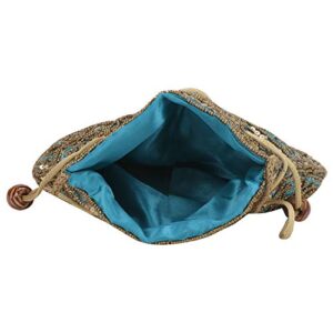 Indian sequence Potli Bag/wedding purse/jewelery purse for girls & women (Dark Cyan)