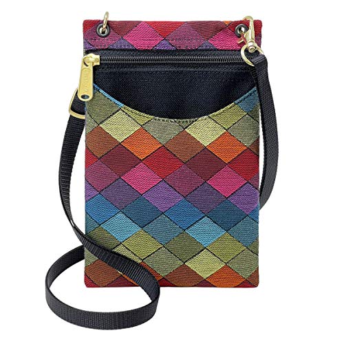 Danny K. Women's Tapestry Crossbody Cell Phone or Passport Purse, Handmade in USA (Jewel)