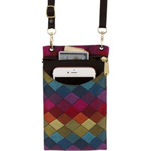 Danny K. Women's Tapestry Crossbody Cell Phone or Passport Purse, Handmade in USA (Jewel)