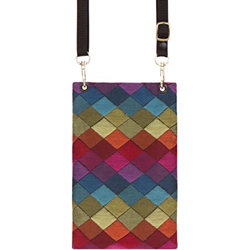 Danny K. Women's Tapestry Crossbody Cell Phone or Passport Purse, Handmade in USA (Jewel)