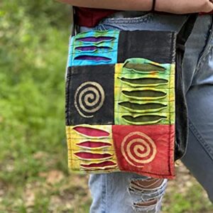 Small Cross Body Boho Hippie Razor Cut Torn Look Patchwork Bag