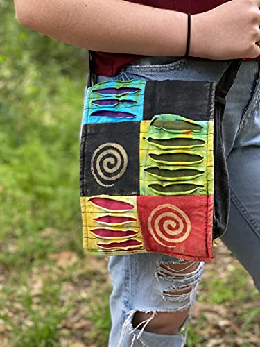 Small Cross Body Boho Hippie Razor Cut Torn Look Patchwork Bag