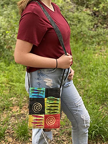 Small Cross Body Boho Hippie Razor Cut Torn Look Patchwork Bag