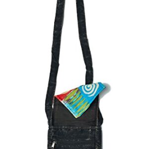 Small Cross Body Boho Hippie Razor Cut Torn Look Patchwork Bag