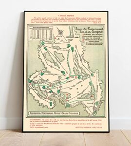historic map – augusta national golf club course, 1954 – unframed vintage wall art 18in x 24in