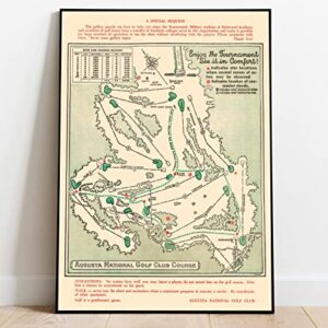 Historic Map - Augusta National Golf Club Course, 1954 - Unframed Vintage Wall Art 18in x 24in