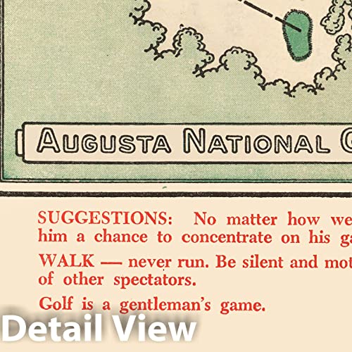 Historic Map - Augusta National Golf Club Course, 1954 - Unframed Vintage Wall Art 18in x 24in