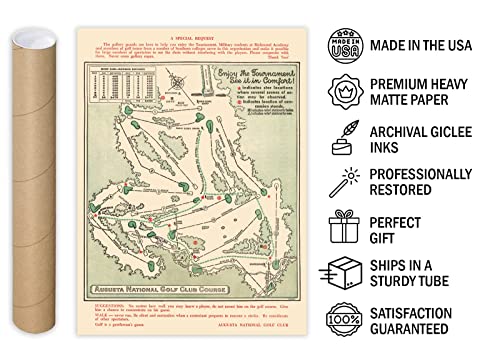 Historic Map - Augusta National Golf Club Course, 1954 - Unframed Vintage Wall Art 18in x 24in