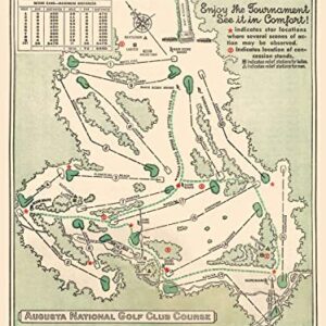 Historic Map - Augusta National Golf Club Course, 1954 - Unframed Vintage Wall Art 18in x 24in