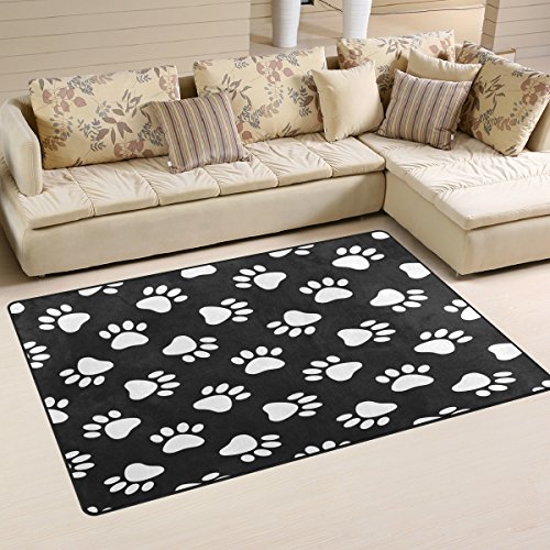 WOZO Cat Dog Paw Print Area Rug Rugs Non-Slip Floor Mat Doormats Living Dining Room Bedroom Dorm 60 x 39 inches inches Home Decor