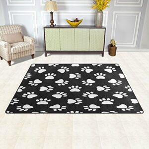 WOZO Cat Dog Paw Print Area Rug Rugs Non-Slip Floor Mat Doormats Living Dining Room Bedroom Dorm 60 x 39 inches inches Home Decor