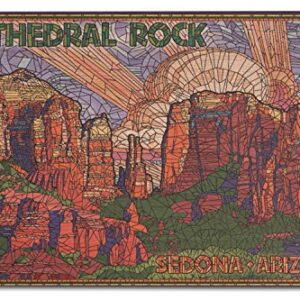 Sedona, Arizona, Cathedral Rock, Mosaic Birch Wood Wall Sign (10x15 Rustic Home Decor, Ready to Hang Art)