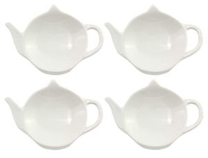cornucopia white ceramic tea bag coasters — spoon rests; 4-pack classic teabag caddy holder saucer set