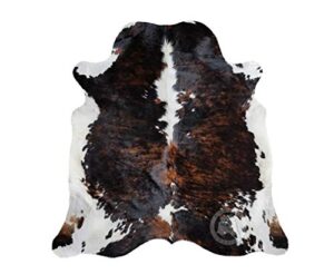 genuine brindle dark tricolor cowhide rug xl size 6 x 7-8 ft. 180 x 240 cm