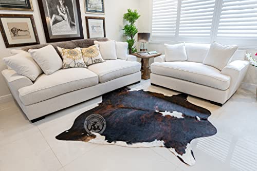 Genuine Brindle Dark Tricolor Cowhide Rug XL Size 6 x 7-8 ft. 180 x 240 cm