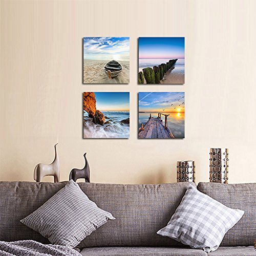 Wieco Art Beach Pictures Canvas Wall Art Bathroom Decor Beach Seaview Wall Decor Ocean Nautical Bathroom Pictures Canvas Painting Bedroom Art Bathroom Accessories Coastal Themed Home Decorations