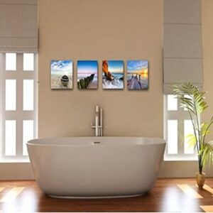 Wieco Art Beach Pictures Canvas Wall Art Bathroom Decor Beach Seaview Wall Decor Ocean Nautical Bathroom Pictures Canvas Painting Bedroom Art Bathroom Accessories Coastal Themed Home Decorations