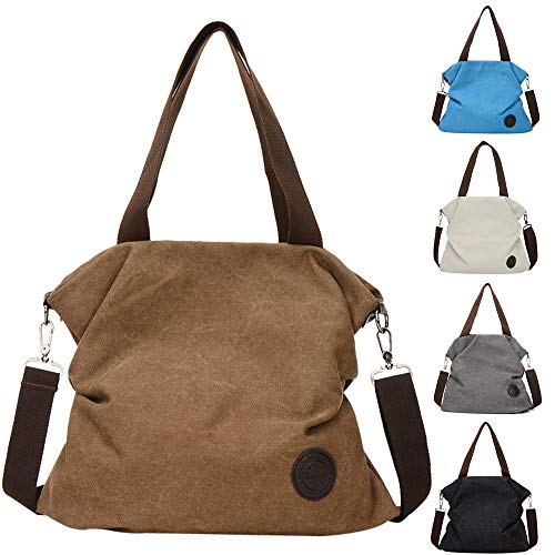 Womens Ladies Casual Vintage Hobo Canvas Daily Purse Top Handle Shoulder Tote Shopper Handbag Bags Satchel Purse Coffee