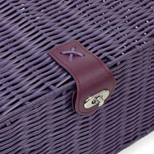 ARPAN Large Resin Woven Storage Basket Box with Lid & Lock, Purple