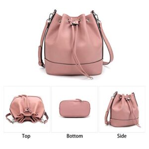 AFKOMST Bucket Bags and Purses For Women Drawstring Hobo and Shoulder Handbags with 2 Detachable Straps