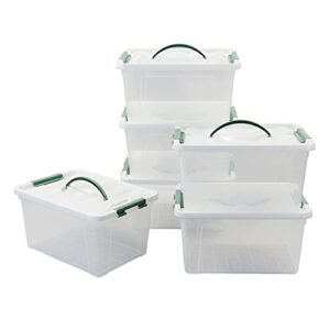 saedy 14 quart plastic storage bin with lid, clear latching box, 6 packs