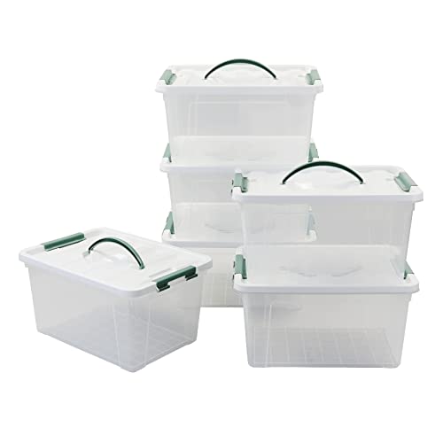 Saedy 14 Quart Plastic Storage Bin with Lid, Clear Latching Box, 6 Packs