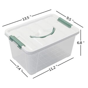 Saedy 14 Quart Plastic Storage Bin with Lid, Clear Latching Box, 6 Packs