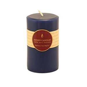 honey candles pure beeswax 5” pillar – blue