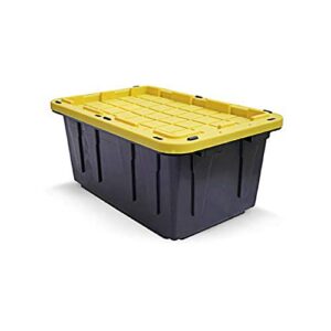 creative plastic concepts cpc17gtough 17 gallon black & yellow tough box tote stackable