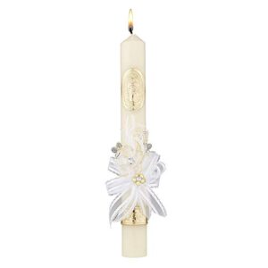 cb church supply hand decorated sacramental baptism candle by will & baumer, 11.25-inch, gold guadalupe