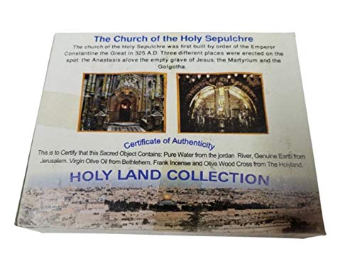 Bethlehem Gifts TM 3 in 1 Holy Land Collection Holy Jordan River Water, Jerusalem Soil, Bethlehem Olive Oil