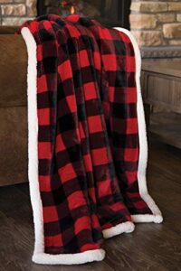 carstens, inc lumberjack red plaid plush throw blanket, 54″ x 68″