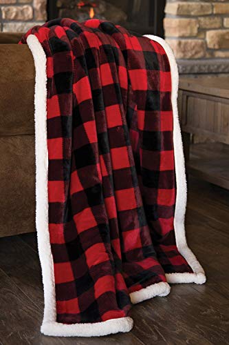 Carstens, Inc Lumberjack Red Plaid Plush Throw Blanket, 54" x 68"