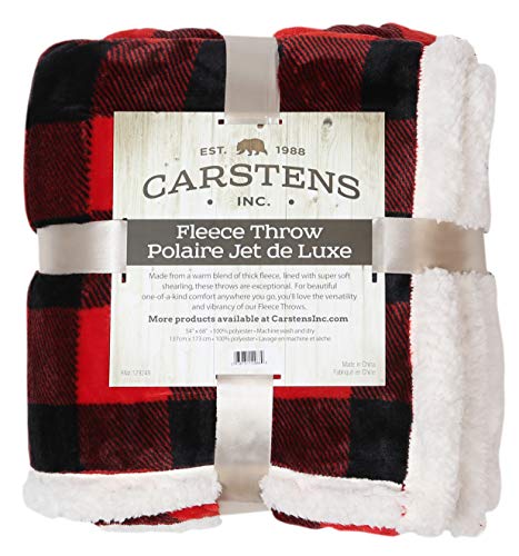 Carstens, Inc Lumberjack Red Plaid Plush Throw Blanket, 54" x 68"