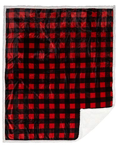 Carstens, Inc Lumberjack Red Plaid Plush Throw Blanket, 54" x 68"